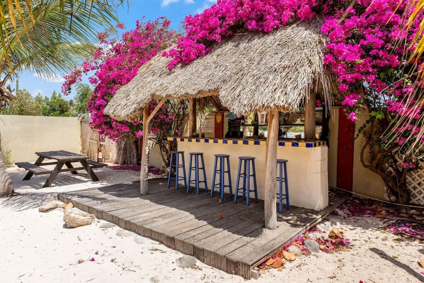 Palapa y bar exterior de Villa Nirvana